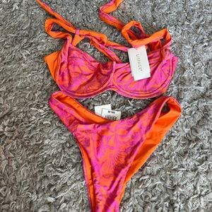 NWT L*space Bikini Set Camellia Top and Printed Cabana Bottom - Path to Paradise
